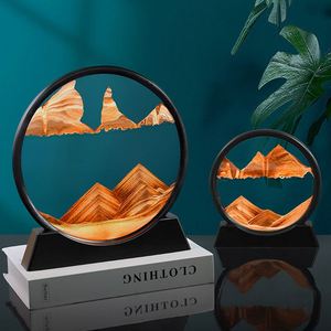3D dinamik hareketli deniz Sandscape hareket ekran akan kum art art cam zamanlayıcı saat süsler kum saati çerçeve - Product Image 4