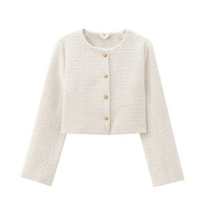 ZATRHMBM <span class=keywords><strong>Manteau</strong></span> <span class=keywords><strong>Court</strong></span> <span class=keywords><strong>Femme</strong></span> Automne 2024 Nouvelle Mode Décontractée Col Rond Velours Bouclé Boutonné Rétro - Product Image 4