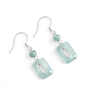Pendientes Geométricos Cuadrados de Jadeíta Azul Agua Natural Genuina Grado A, Plata S925, Jadeíta Grado Hielo, Únicos para Niños - Product Image 4