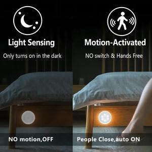 Lampu Malam Sensor Gerak Isi Ulang dengan Dudukan Magnetik, Lampu LED Hangat untuk Tangga Dalam Ruangan & Lampu Samping Tempat Tidur untuk Lorong Lemari - Product Image 5