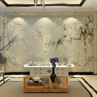 Papier Peint Mural Floral Chinoiserie Oiseaux et Magnolias Chinois en Rouleaux pour Chambre et Salon – Décoration Personnalisée pour la Maison