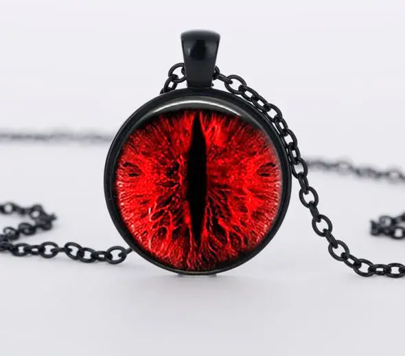 Punk Red Dragon Eye Necklace Handmade Animal Eyes Glass Cabochon Pendant Necklaces For Women Men Jewelry