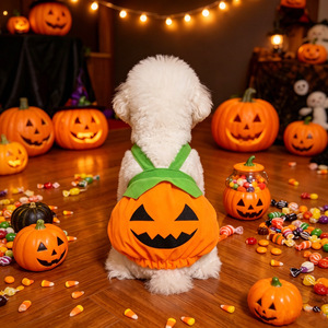 Overoles personalizados de calabaza para mascotas de Halloween, disfraz divertido de calabaza, atuendo para perros y gatos pequeños tipo oso de peluche. - Product Image 4