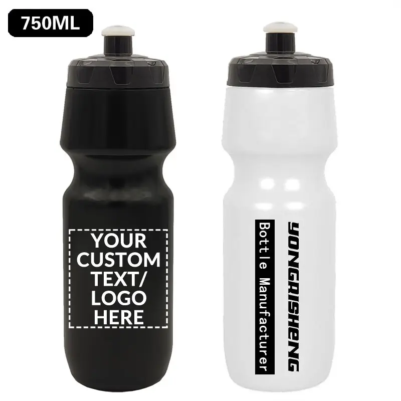 Nueva botella de agua de plástico exprimible para ciclismo personalizada sin BPA de 720ml Natural con tapa de tornillo