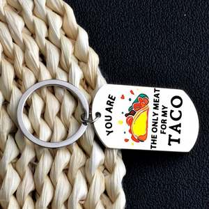 Drôle Valentine I Love Cadeaux Vous êtes la seule viande pour mon Taco Porte-clés en métal personnalisé Cadeau de Noël de mariage Porte-clés pour couple - Product Image 4