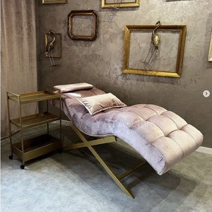 Fauteuil de salon moderne de luxe en cuir PU courbé pour extensions de cils et table de massage - Product Image 6