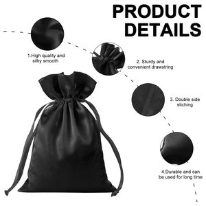 Çapraz sınır toptan özel toz torbası ile logo saten çanta peruk için promosyon saten ipek İpli hediye çantası kozmetik için - Product Image 5