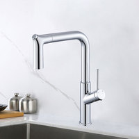 Robinet de cuisine moderne monocommande en laiton brossé avec cartouche céramique, mitigeur chaud/froid avec douchette extractible pour usage domestique