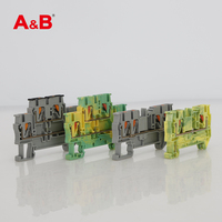 Bloc de bornes automobile A&B QPT-2.5-3L sur rail DIN, connexion à ressort, 500V 20A, 6 contacts, 0.14-2.5mm, cuivre, 3 niveaux, à enfoncement