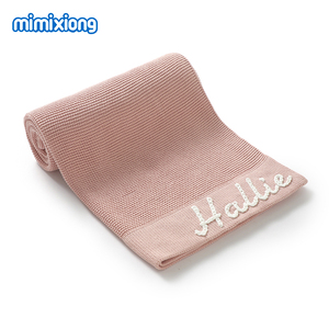 Couverture en coton tricotée pour bébé Mimixiong Oeko <span class=keywords><strong>Tex</strong></span> personnalisée avec le nom du bébé, poids lourd 400g, pour nouveau-né - Product Image 5