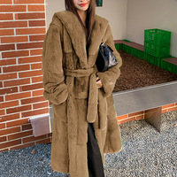 Manteau long style western grande taille pour femme, anti-plis, à larges revers, avec ceinture, couleur unie, pour l'hiver