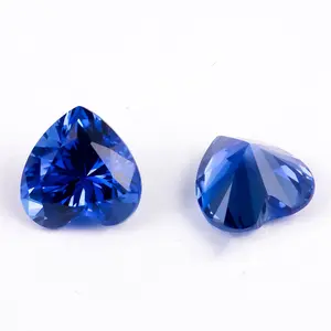 Hot Sale Cultured Sapphire Heart Royal Blue Artificial Cultured Coloured Gemstone Rough Stone