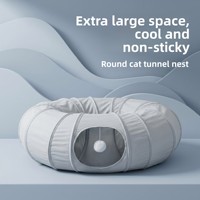 Tunnel-lit pour chat d'intérieur avec tissu rafraîchissant, design flexible, pliable et interactif, boule suspendue, tunnel circulaire pour chat, tapis central doux