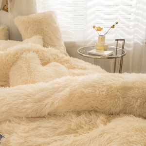 Sang Trọng Pha Lê bedsheet Set sang trọng xù xì Fluffy rắn bốn mảnh phù hợp với Duvet cover chất lượng <span class=keywords><strong>Comforter</strong></span> bedding Set - Product Image 2