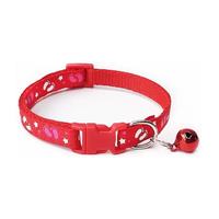 Collier pour animaux de compagnie de luxe, doux, réglable, avec boucle et clochette, motif de patte mignon pour chats et chiens