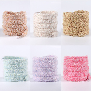 Lacets de chaussures WEGOOODZF 12 mm de large, en polyester épais et duveteux, lacets plats et colorés <span class=keywords><strong>pour</strong></span> baskets en toile, pelucheux et moelleux, paire - Product Image 3