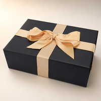 Benutzerdefiniertes Logo Mattschwarze Starre Kartonage mit Goldener Schleife Großhandel Firmen-Bekleidungsverpackung Geschenkbox