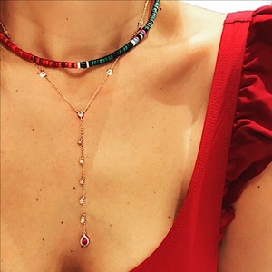 Collar Largo Tipo Lariat con Ojo Marquesa Chapado en Oro de 18K, Brillante <span class=keywords><strong>y</strong></span> Elegante, con Circonita Cúbica 5A, para Mujer - Product Image 3