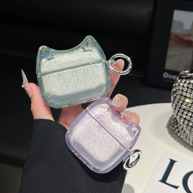 Fashion Cute Cat Ears Shiny Glitter TPU Shockproof Protective Case for Airpods Pro 3 /airpods 4 3 2