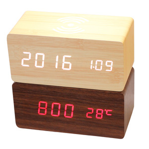 Réveil numérique en bois Kingstar 2 en 1 avec chargeur <span class=keywords><strong>sans</strong></span> <span class=keywords><strong>fil</strong></span> multifonctionnel 15W et lampe pour téléphones mobiles - Product Image 3