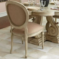 Table à manger de style campagnard américain, ensemble table et chaises sculptées, chaise de salle à manger de style européen, modèle de villa