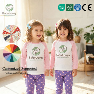 Pyjamas personnalisés Babylovey, vêtements de nuit pour bébé, ensemble pour enfants, ensembles assortis en bambou pour sœurs, 2 pièces, t-shirt et pantalon pour parents et enfants - Product Image 4