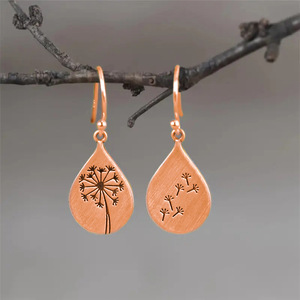 Boucles d'oreilles pendantes vintage en forme de pissenlit pour femme, accessoires d'oreille simples pour le quotidien - Product Image 3