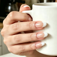 Faux Ongles Ronds Moyens Nude Faits Main en ABS, Style Amande Française, Haute Qualité, Vente en Gros, Personnalisables, Couverture Complète