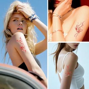 Petits autocollants de tatouage temporaire à la rose fraîche, imperméables, nouveau design pour hommes et femmes, décoration corporelle - Product Image 3