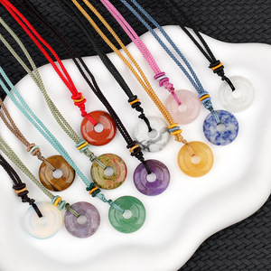 Jingfa - Collar de Cristal con Colgante de Donut de 30 mm, Cuerda Ajustable, Cristal de Chakra, Amuleto de la Suerte - Product Image 3