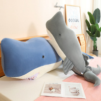 Coussins rembourrés cachalot pour décoration intérieure, poupée baleine bleue artificielle
