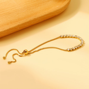 Diamond <b>Bracelet</b> 18k Gold Plated Round Brilliant Cut <b>Adjustable</b> Women's Jewelry Everyday Wear - Product Image 3
