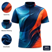 T-shirt d'entraînement personnalisé à col montant semi-zippé pour homme, séchage rapide, 100 % polyester, imprimé par sublimation, idéal pour la gym et l'entraînement, impression intégrale