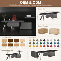 Bureau de direction intelligent pour PDG, bureau de direction réglable en hauteur, table de direction en bois de qualité E0 avec charge sans fil