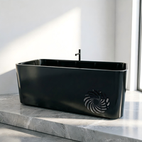 Baignoire autoportante rectangulaire en acier inoxydable 304, style minimaliste moderne, facile à installer, pour bain à remous intégré dans la salle de bain