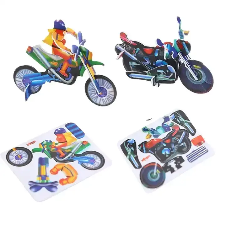 Rompecabezas 3D de papel personalizado para niños vehículo de construcción ingeniería coche rompecabezas coche juego educativo juguete motocicleta Kit Mo