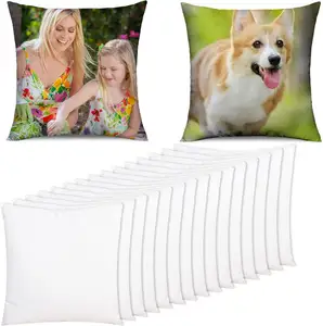 MIDA 16*16in White Polyester Linen Cushion Cover Pillow Case Sublimation Pillows With Zipper Sublimation Blank Pillow