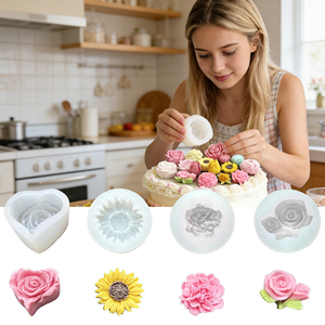 Capacità Mensile: Oltre 100.000 Pezzi, Stampo da Forno in Silicone 3D a Fiore Personalizzabile, per Rose, Peonie, Torte, Zucchero e <span class=keywords><strong>Candele</strong></span> - Product Image 1