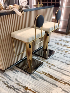 Chaise <span class=keywords><strong>de</strong></span> <span class=keywords><strong>bar</strong></span> haute en acier inoxydable et cuir <span class=keywords><strong>blanc</strong></span>, style moderne et luxueux, dossier simple, meubles <span class=keywords><strong>de</strong></span> cuisine - Product Image 4