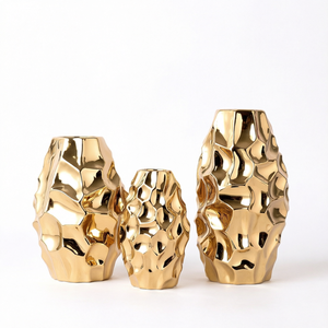 NOUVEAU Vase à fleurs en laiton brossé de haute qualité, centre de table géométrique pour la décoration de la maison et des mariages, vente en gros - Product Image 1