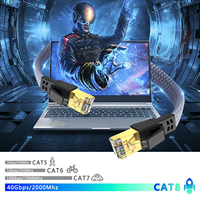 Câble Ethernet CAT8 en gros d'usine ZONG, câble réseau plat en nylon tressé 40 Gbps pour ordinateur portable, routeur, câble Ethernet RJ45 Cat 8