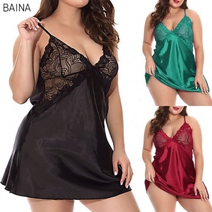 Setelan Tidur Wanita 2 Potong, Baju Tidur Segitiga Berenda Plus Size dengan Tali Pengikat - Product Image 2