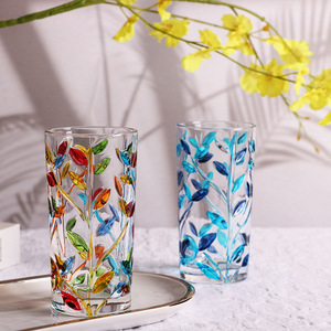 Set di bicchieri <span class=keywords><strong>in</strong></span> <span class=keywords><strong>vetro</strong></span> colorato <span class=keywords><strong>con</strong></span> segni di cristallo dipinti artificialmente collezione unica di <span class=keywords><strong>tazze</strong></span> da caffè e piattini - Product Image 3