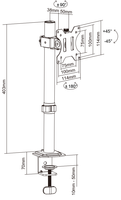 Bras articulé simple pour écran Support de moniteur vertical Support d'écran d'ordinateur Bras de moniteur