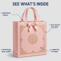 Sac cadeau non tissé personnalisé avec logo, motif gaufré or et nœud en satin – Fabrication OEM/ODM en gros