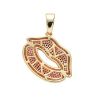 Kalung Liontin Bibir Seksi Custom Micro Pave CZ Perhiasan Hip Hop