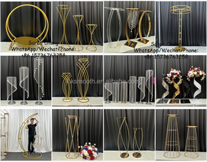 SMOOTH Gold <b>Crystal</b> Bead Wedding Flower Stand Rectangle <b>Top</b> Table Centerpiece for Wedding Party Decor - Product Image 6