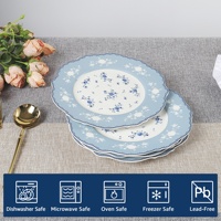 Ensemble d'assiettes à dessert en porcelaine de 8 pouces le plus vendu ensemble de 4 bols de service en dentelle en céramique durable pour assiettes à salade soupe Snack Plats