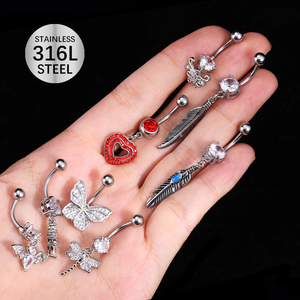 Anillo de vientre de mujer sexy de lujo Anillo de vientre de acero inoxidable Bellr Anillos de ombligo - Product Image 3