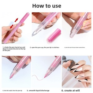 Stylo à <span class=keywords><strong>ongles</strong></span> ZHIJIA, crayon gel pour <span class=keywords><strong>dessin</strong></span> et graffiti, stylo marqueur blanc imperméable en plastique, pinceau liner pour peinture, outils <span class=keywords><strong>de</strong></span> manucure DIY - Product Image 3